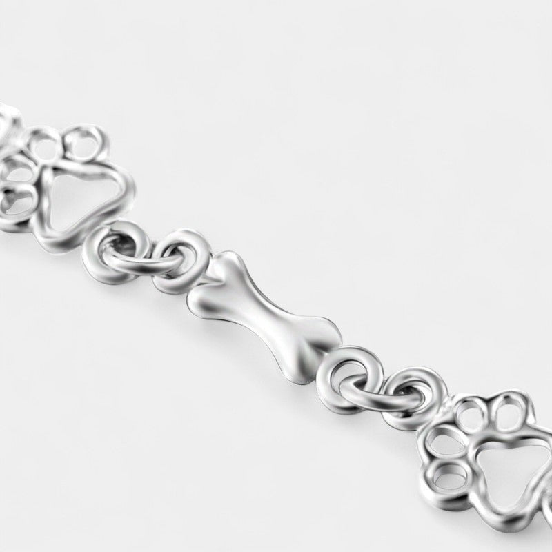 Virelle-Armband-Virelle | Dames armband – sterling zilver, pootafdruk- en botmotief, verfijnde schakelstructuur