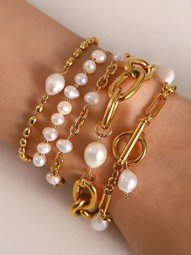 Elise Parel Chain Armband - Rosa Jewels