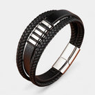 Virelle-Armbanden-Virelle | Heren Armband – Echt Leer, Gevlochten Band, Roestvrijstalen Accenten