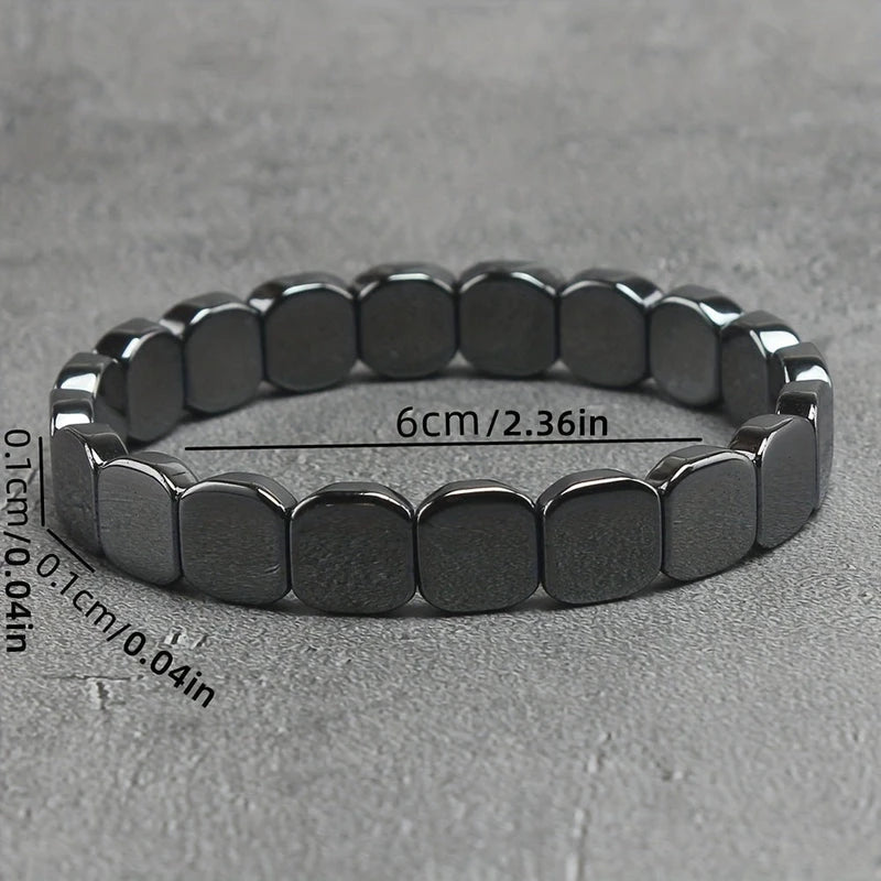 Virelle-Armbanden-Virelle | Heren Armband – Kunststeen Kralen, Vierkante Vorm, Elastische Sluiting