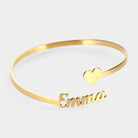 Virelle-Bracelet-Virelle Armband - Rvs open cuff armband met hartbedel en naam