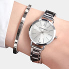 Virelle-Horloges-Virelle | Dames Horloge – Ronde Kast van Metaal, Strakke Wijzerplaat, Met Armband