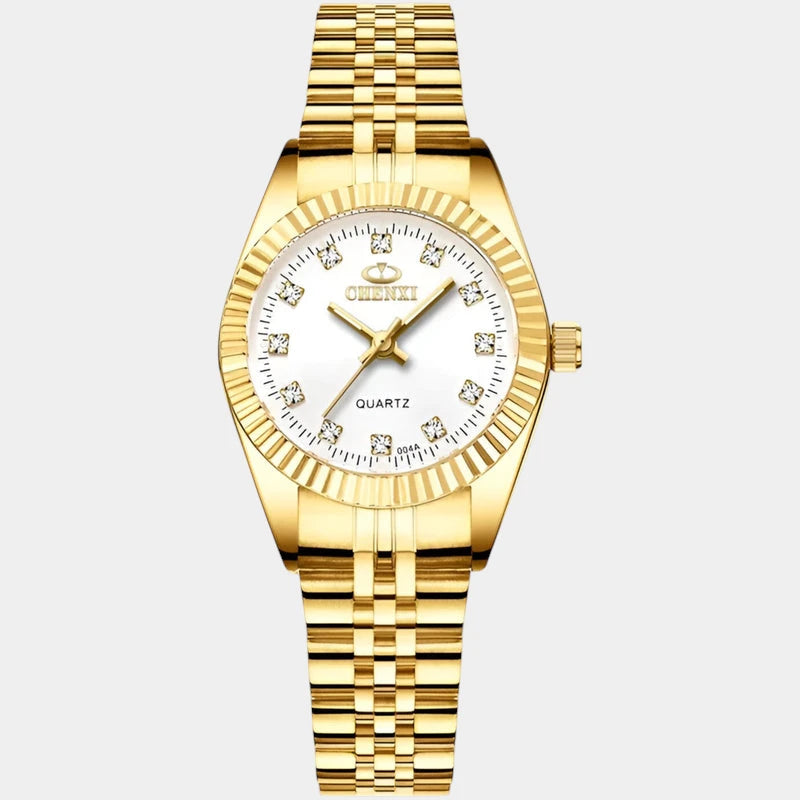 Virelle-Horloges-Virelle | Dames Horloge – Ronde Kast, Roestvrijstalen Band, Geribbelde Bezel