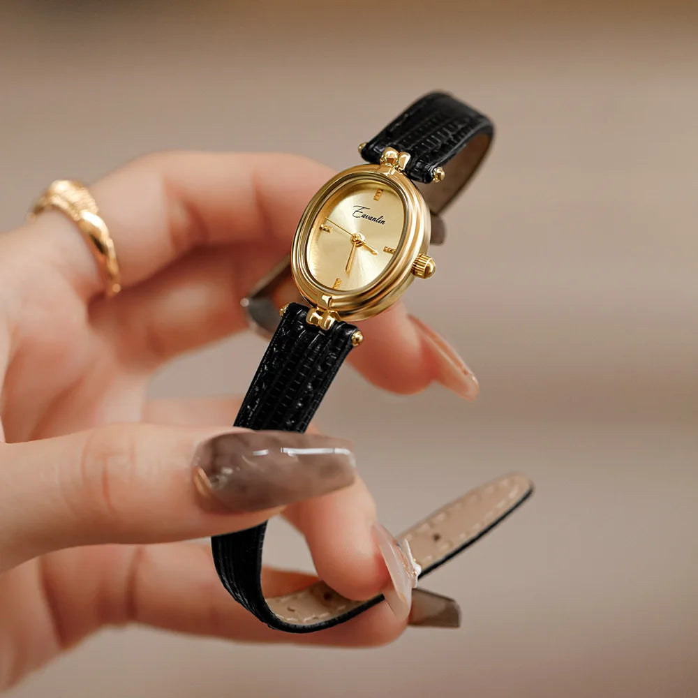 Virelle-Horloges-Virelle | Dames Horloge – Slank Kastontwerp, Leren Bandje met Textuur