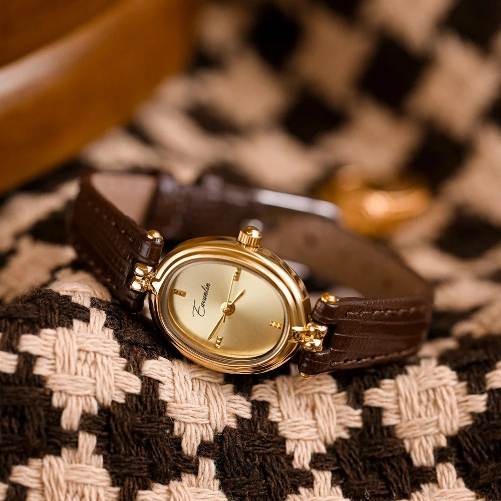 Virelle-Horloges-Virelle | Dames Horloge – Slank Kastontwerp, Leren Bandje met Textuur