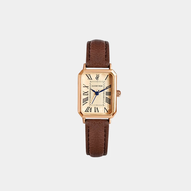 Virelle-Horloges-Virelle | Dames Horloge – Vierkante Kast, Klassieke Romeinse Wijzerplaat, Leren Band