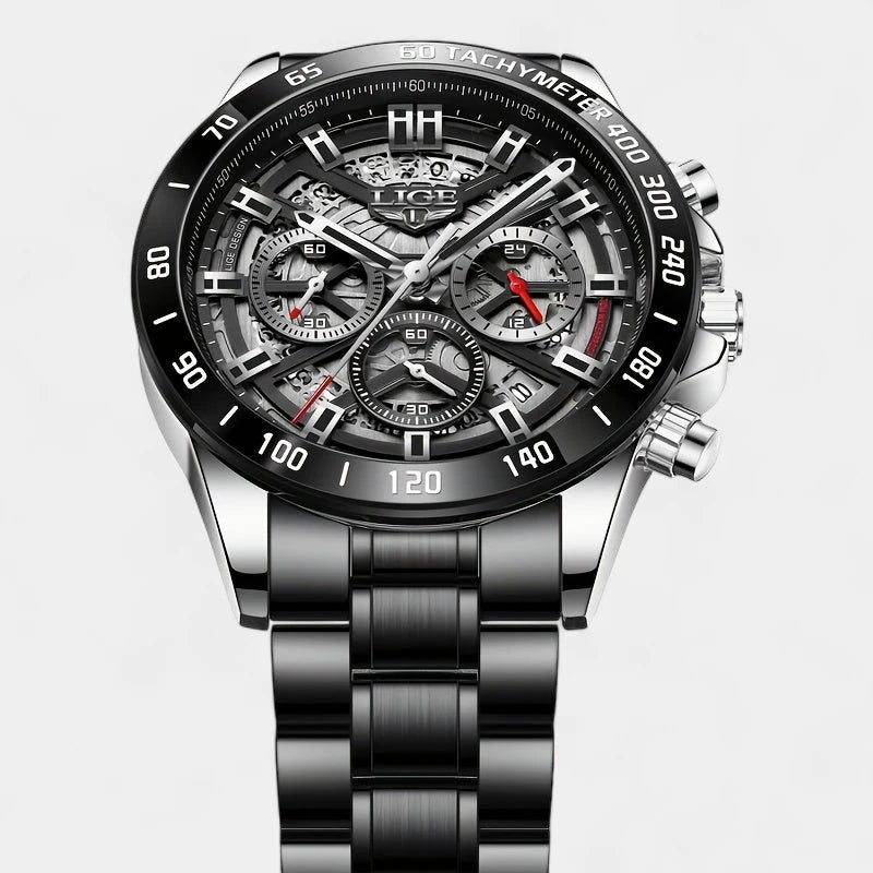 Virelle-Horloges-Virelle | Heren Horloge – RVS Band, Opengewerkt Uurwerk, Chronograaf Functie