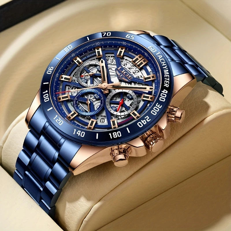 Virelle-Horloges-Virelle | Heren Horloge – RVS Band, Opengewerkt Uurwerk, Chronograaf Functie