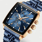 Virelle-Horloges-Virelle | Heren Horloge – RVS Band, Rechthoekige Kast, Chronograaf Display
