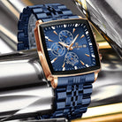 Virelle-Horloges-Virelle | Heren Horloge – RVS Band, Rechthoekige Kast, Chronograaf Display