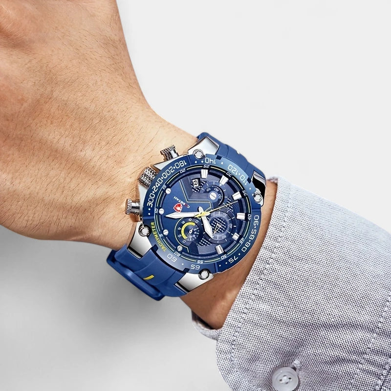 Virelle-Horloges-Virelle | Heren Sporthorloge – Siliconen Band, Groot Uurwerk, Chronograaf Functie