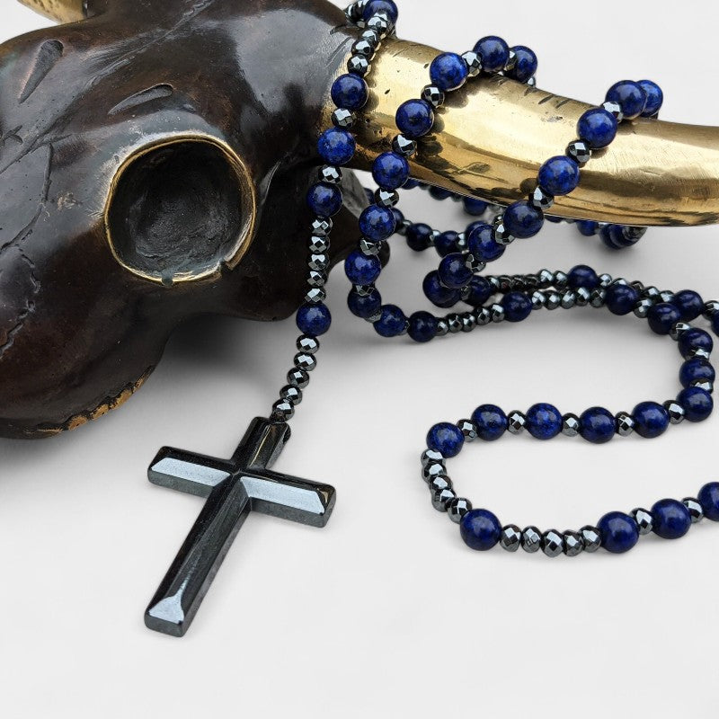 Virelle-Jewelry Necklace Cross-Virelle Ketting - Orion Lapis Lazuli kruis rozenkrans ketting