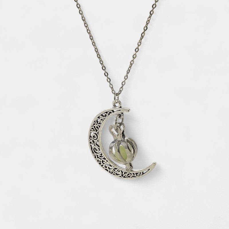 Virelle-Jewelry Necklace Moon-Virelle Ketting - Moon and orb pendant necklace met maansteen
