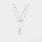 Virelle-Jewelry Necklace Moon-Virelle ketting - Zilveren gelaagde maan en ster halsketting