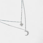 Virelle-Jewelry Necklace Moon-Virelle ketting - Zilveren gelaagde maan en ster halsketting