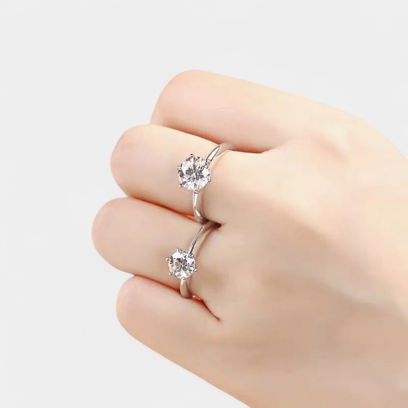  Virelle-Jewelry Ring Round-Virelle GRA-Moissanite-Ring - Stralende ring van VVS1 moissaniet