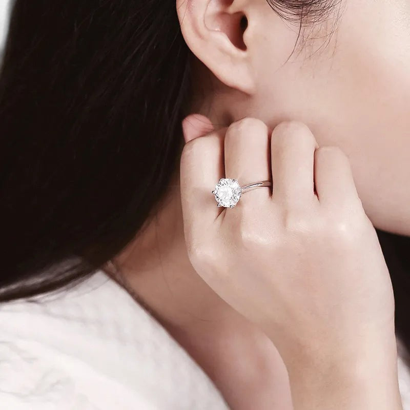  Virelle-Jewelry Ring Round-Virelle GRA-Moissanite-Ring - Stralende ring van VVS1 moissaniet