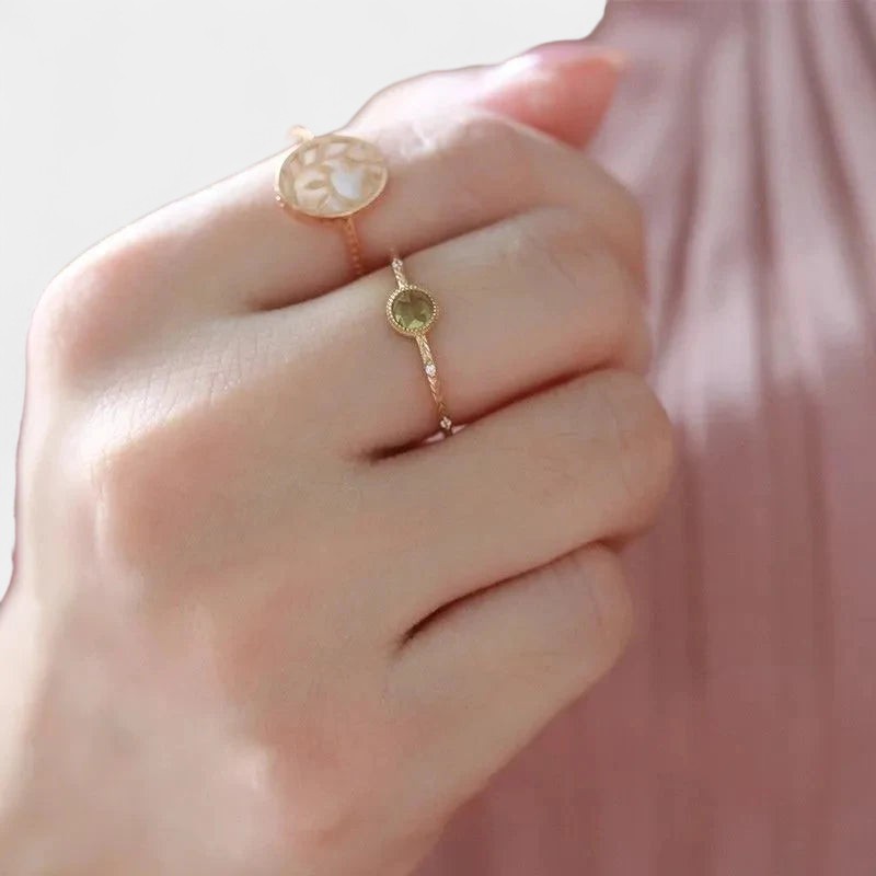  Virelle-Jewelry Ring Standard-Virelle Freen peridot beauty ring - Elegante ring met peridoot en diamanten