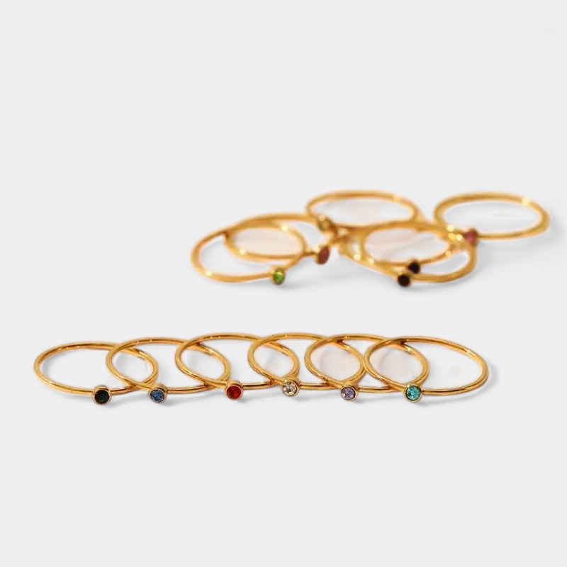  Virelle-Jewelry Ring Standard-Virelle ring - Simpele birthstone ring van goud met edelsteen