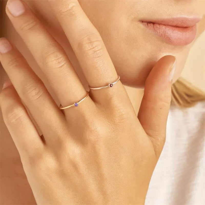  Virelle-Jewelry Ring Standard-Virelle ring - Simpele birthstone ring van goud met edelsteen