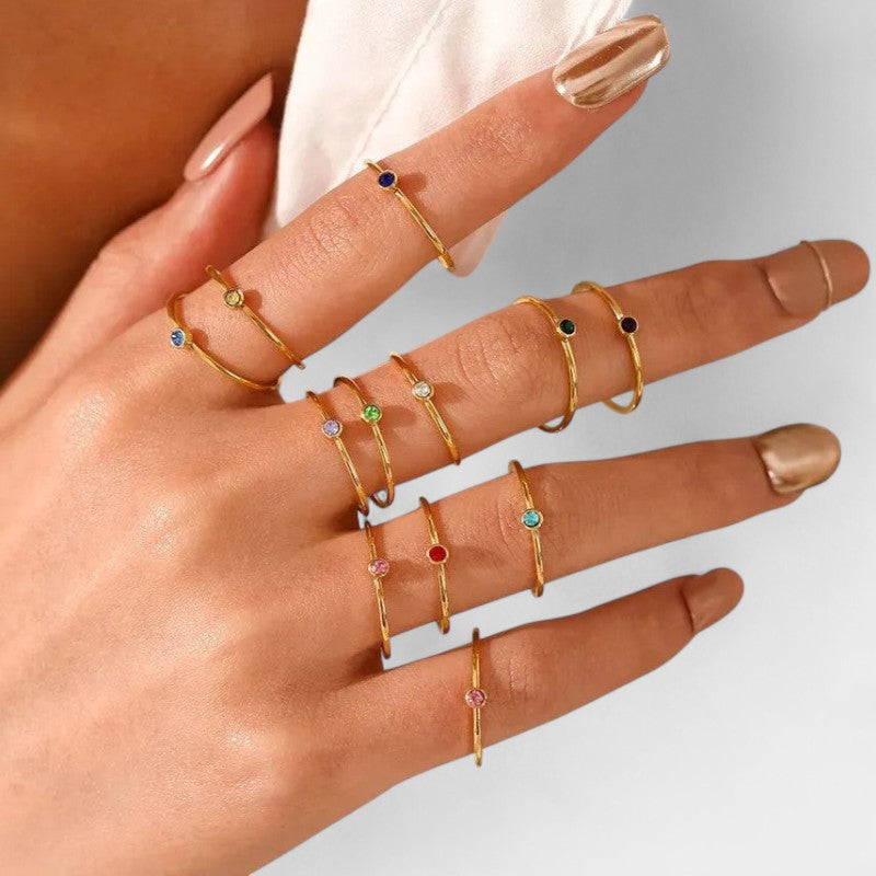  Virelle-Jewelry Ring Standard-Virelle ring - Simpele birthstone ring van goud met edelsteen