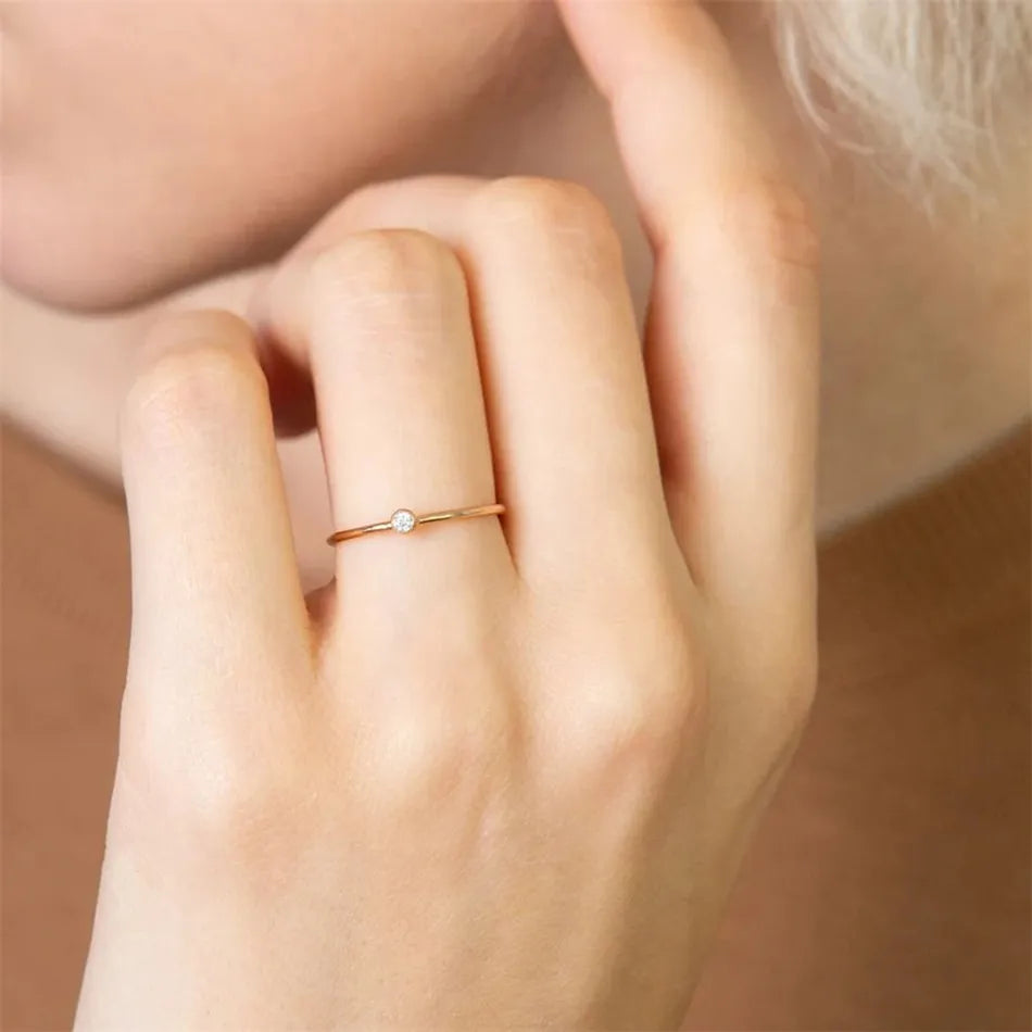  Virelle-Jewelry Ring Standard-Virelle ring - Simpele birthstone ring van goud met edelsteen