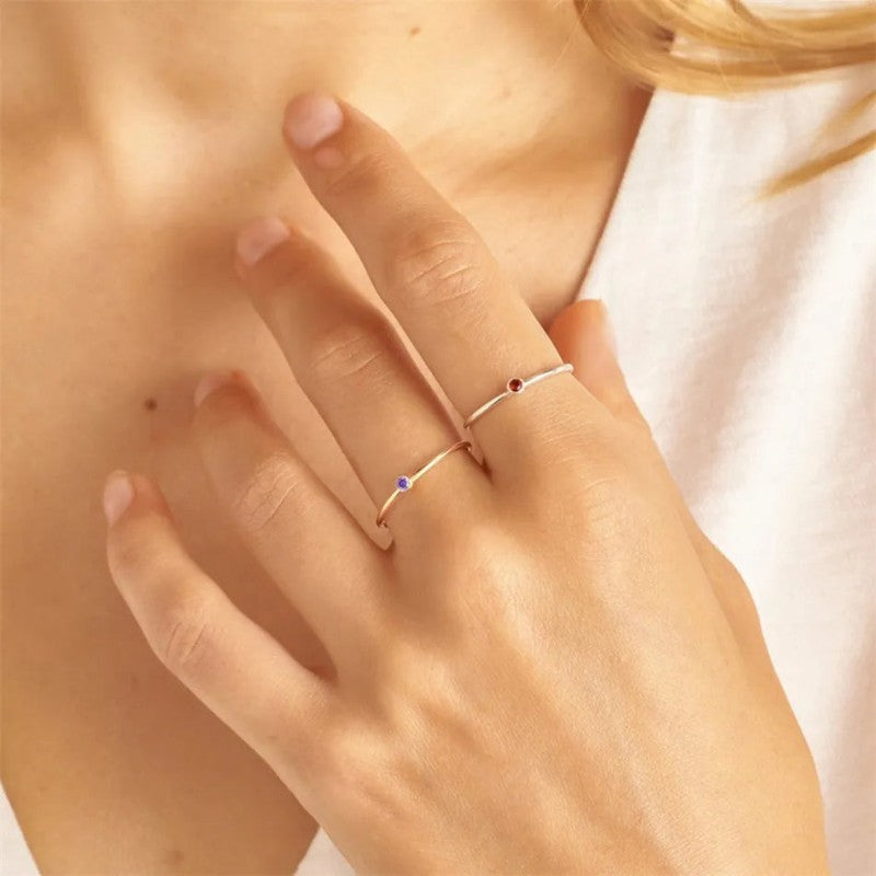  Virelle-Jewelry Ring Standard-Virelle ring - Simpele birthstone ring van goud met edelsteen