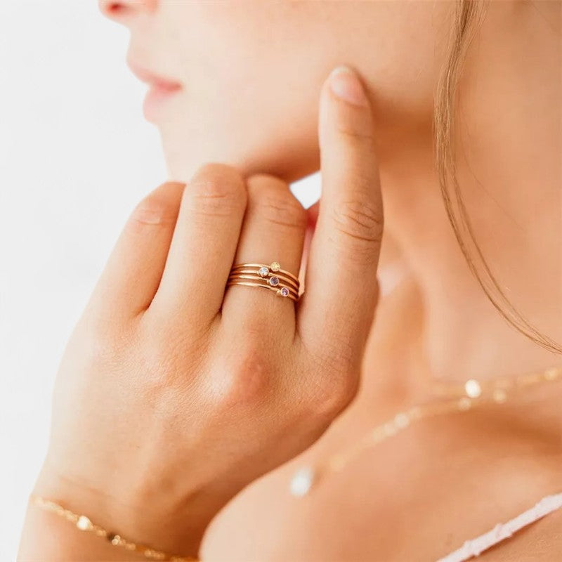  Virelle-Jewelry Ring Standard-Virelle ring - Simpele birthstone ring van goud met edelsteen