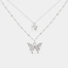 Virelle-Jewelry-Virelle | Dames Ketting Set – Zilver, Dubbele Ketting, Glanzende Vlinderhanger