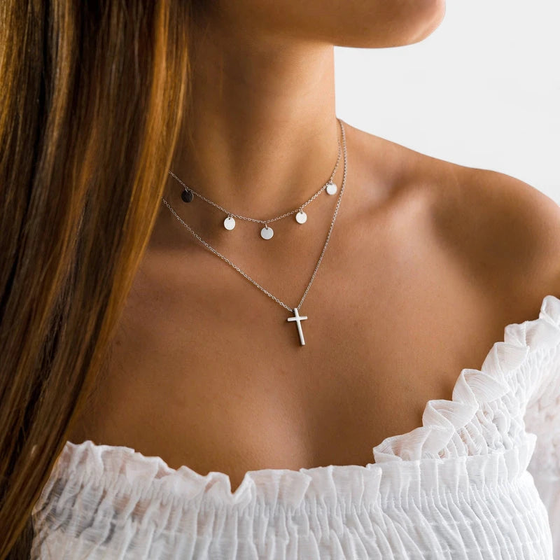 Virelle-Jewelry-Virelle | Dames Ketting – Zilverkleurige Ketting, Minimalistische Kruis Hanger