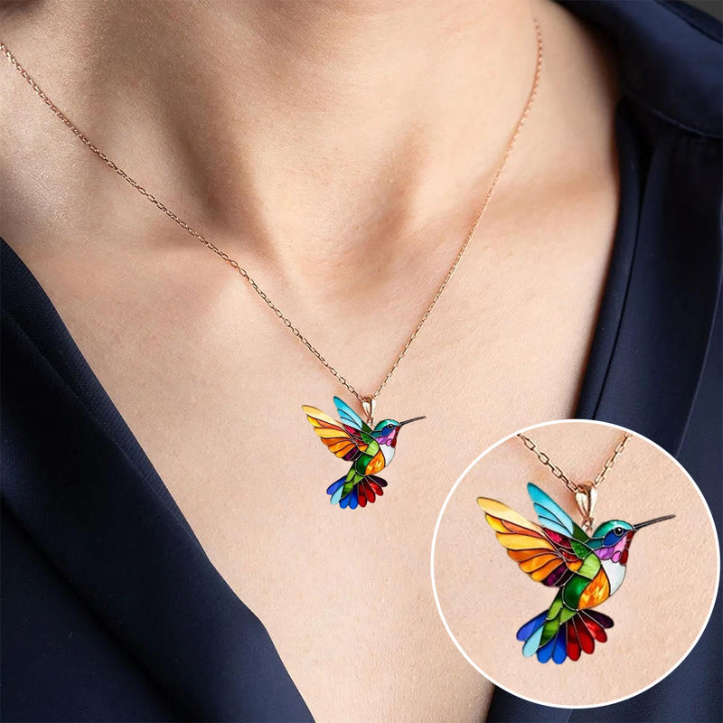 Virelle-Ketting-Virelle | Dames hangerketting – acrylmateriaal, kolibrie-ontwerp, glanzende afwerking