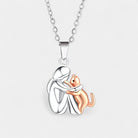 Virelle-Ketting-Virelle | Hangerketting – roestvrij staal, tweekleurig ontwerp, omhelzende figuur met kat