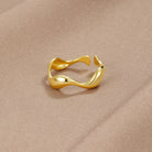 Virelle-Kleding & Accessoires > Accessoires > Sieraden-Virelle | Dames Ring – 18K Verguld Sterling Zilver, Minimalistisch Golfontwerp, Verstelbare Maat