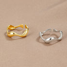 Virelle-Kleding & Accessoires > Accessoires > Sieraden-Virelle | Dames Ring – 18K Verguld Sterling Zilver, Minimalistisch Golfontwerp, Verstelbare Maat