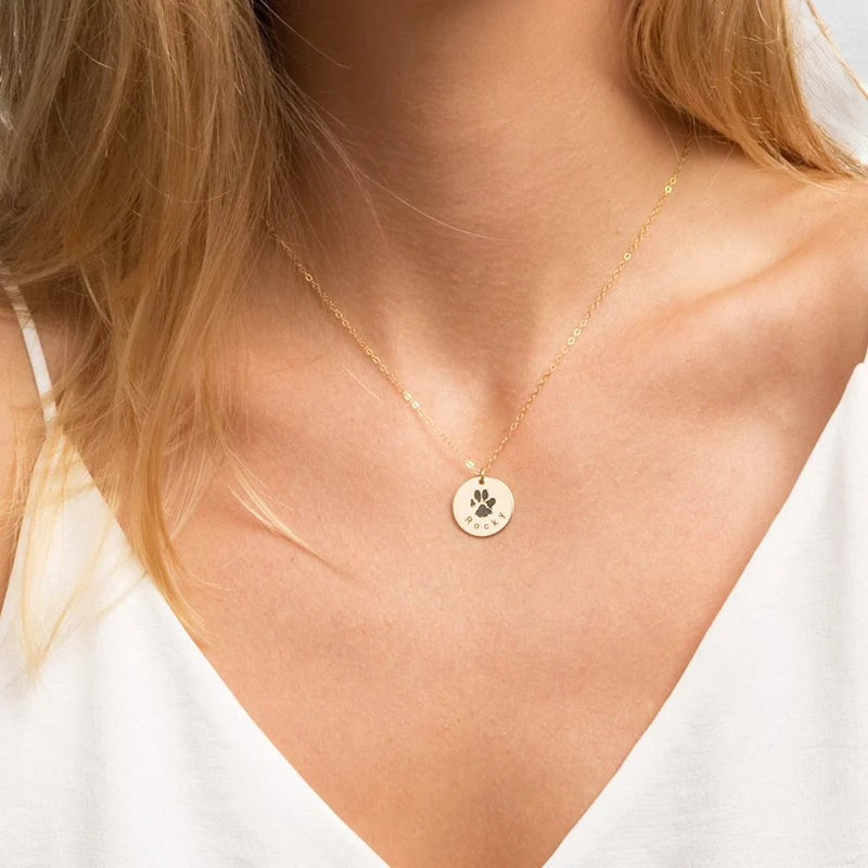 Virelle-Necklace-Virelle Custom plated paw print necklace - Persoonlijke hanger met naam