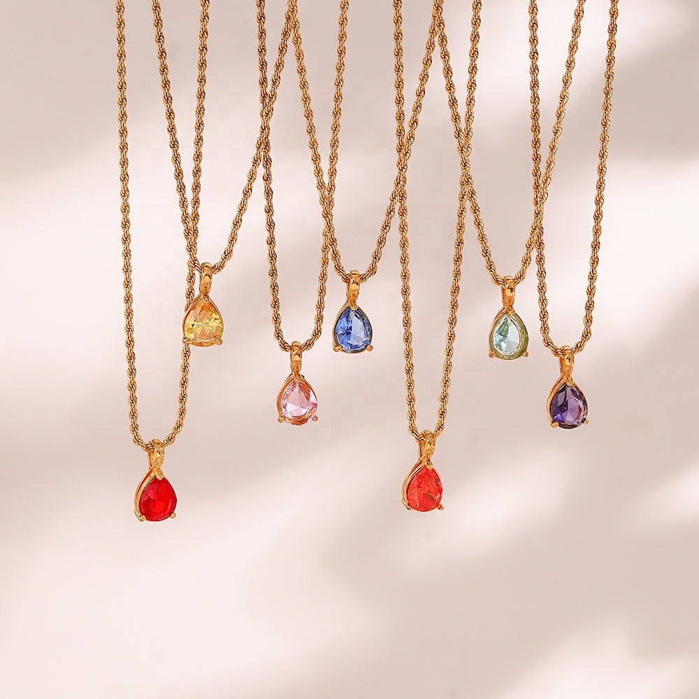 Virelle-Necklace-Virelle | Dames Ketting – Edelsteen Hanger, Geboortesteen Ontwerp, Fijne Verstelbare Ketting