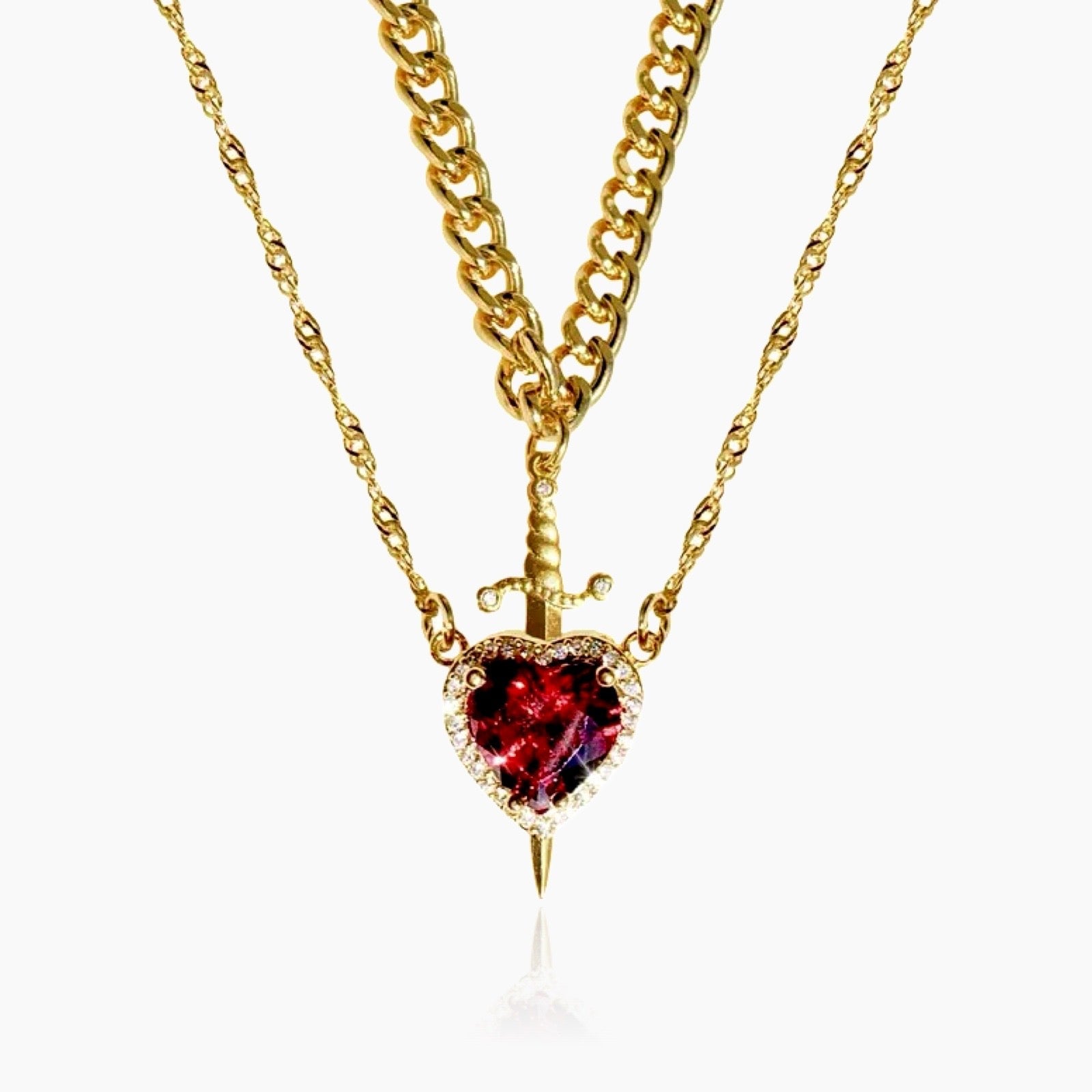 Virelle-Necklace-Virelle | Dames Set – Hart- en Zwaardhangers, Fijne Kettingen