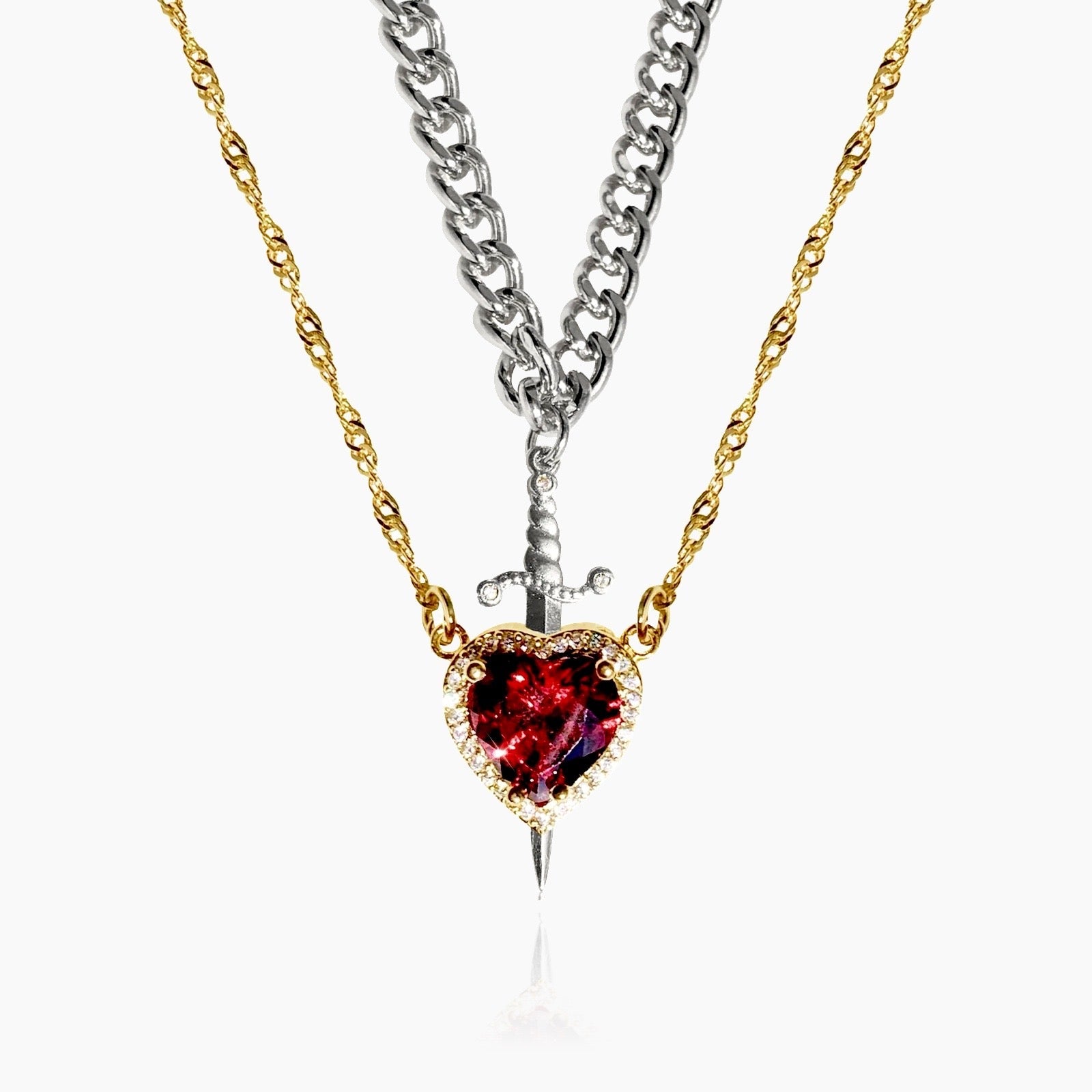Virelle-Necklace-Virelle | Dames Set – Hart- en Zwaardhangers, Fijne Kettingen