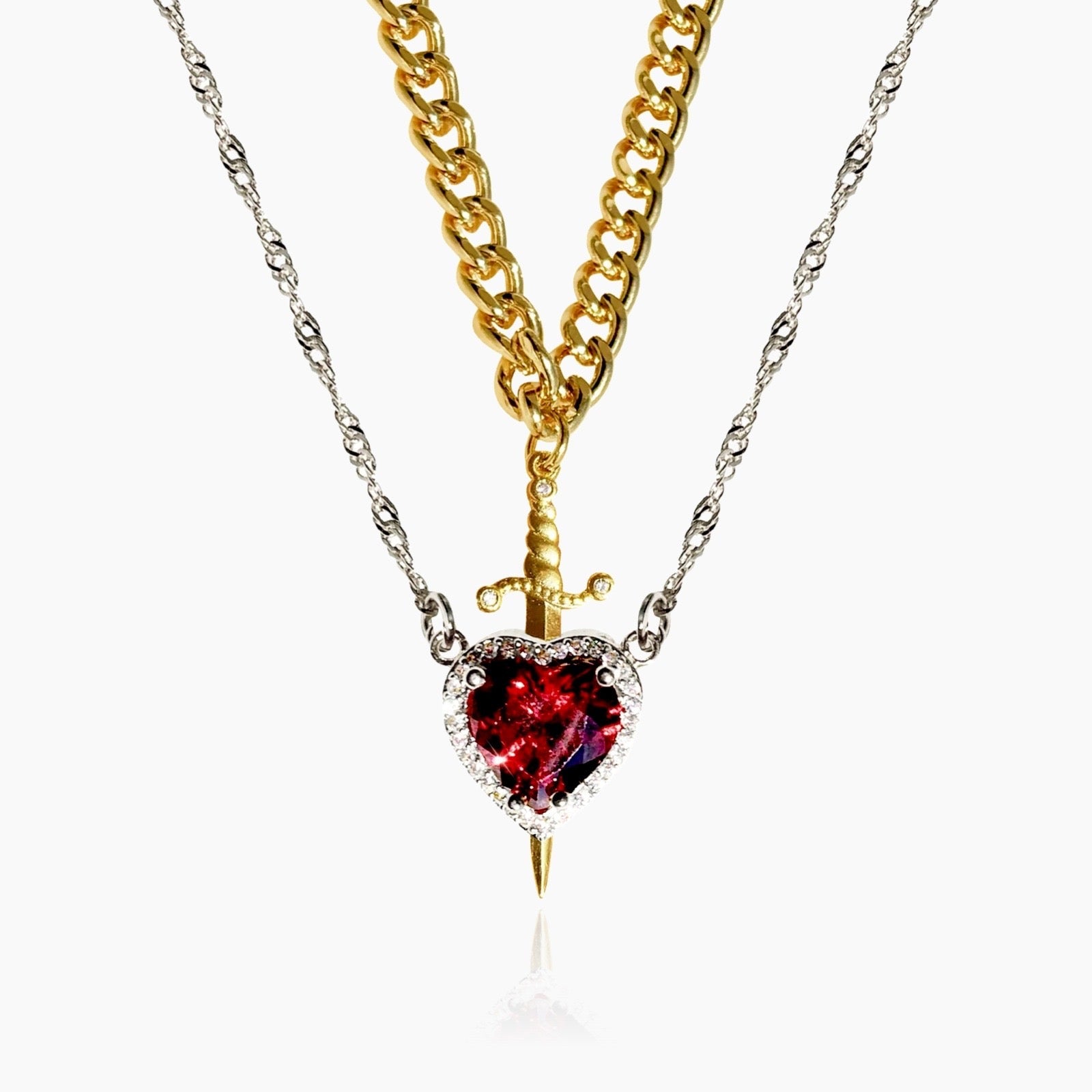 Virelle-Necklace-Virelle | Dames Set – Hart- en Zwaardhangers, Fijne Kettingen