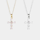 Virelle-Necklace-Virelle | Damesketting – Kruishanger met Strass, Fijne Schakelketting, Verstelbare Lengte
