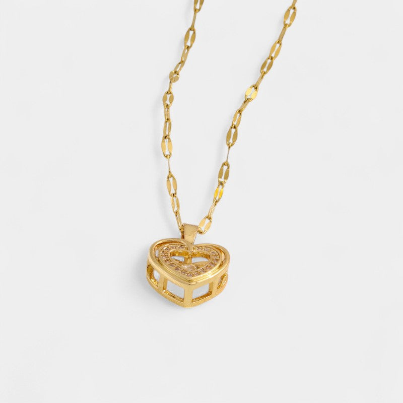 Virelle-Necklace-Virelle Dubbele Lagen Love Ketting - Met Strass en Titanium Staal voor Vrouwen