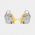 Virelle-Oorstekers-Virelle | Dames oorstekers – roestvrij staal, tweekleurig ontwerp, omhelzende figuur met hond