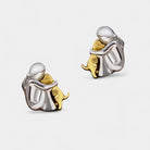 Virelle-Oorstekers-Virelle | Dames oorstekers – roestvrij staal, tweekleurig ontwerp, omhelzende figuur met hond