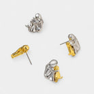 Virelle-Oorstekers-Virelle | Dames oorstekers – roestvrij staal, tweekleurig ontwerp, omhelzende figuur met hond