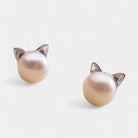 Virelle-Oorstekers-Virelle | Dames oorstekers – sterling zilver, parelontwerp met kattenoren, glanzende afwerking