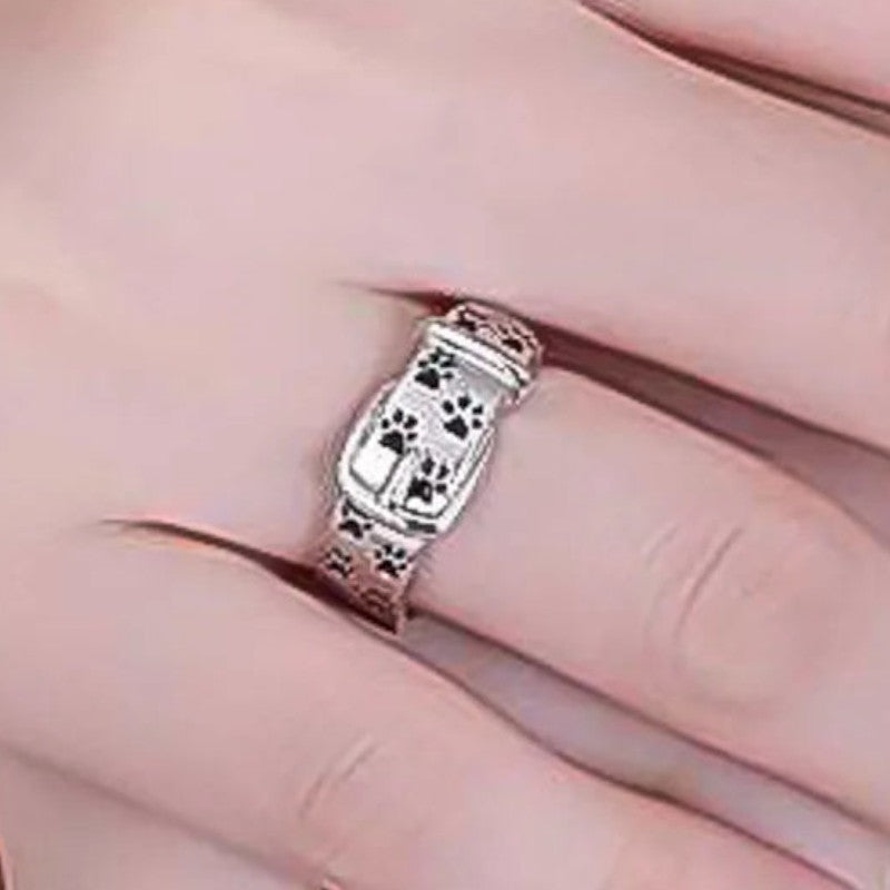 Virelle-Ring-Virelle | Dames ring – roestvrij staal, riemvormig ontwerp, pootafdrukgravure