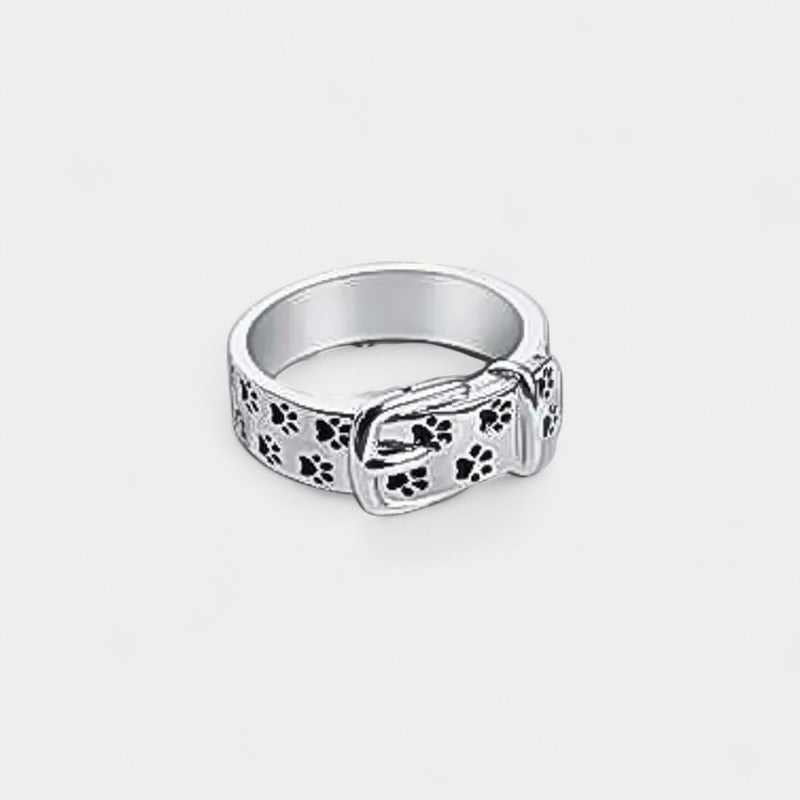 Virelle-Ring-Virelle | Dames ring – roestvrij staal, riemvormig ontwerp, pootafdrukgravure