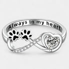 Virelle-Ring-Virelle | Damesring – sterling zilver, oneindigheid met hart, pootafdruk en zirkonia