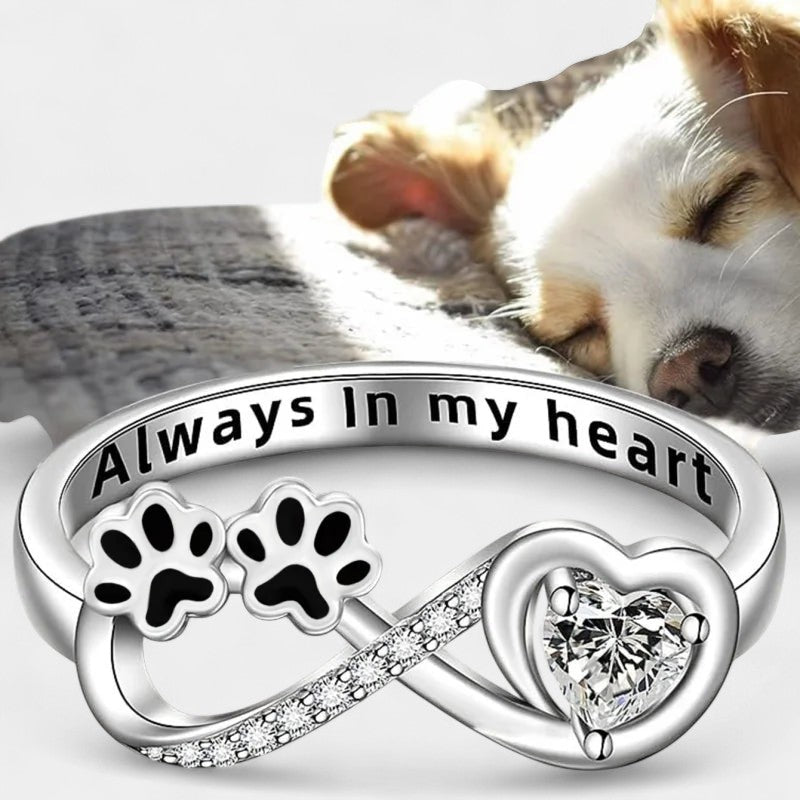 Virelle-Ring-Virelle | Damesring – sterling zilver, oneindigheid met hart, pootafdruk en zirkonia