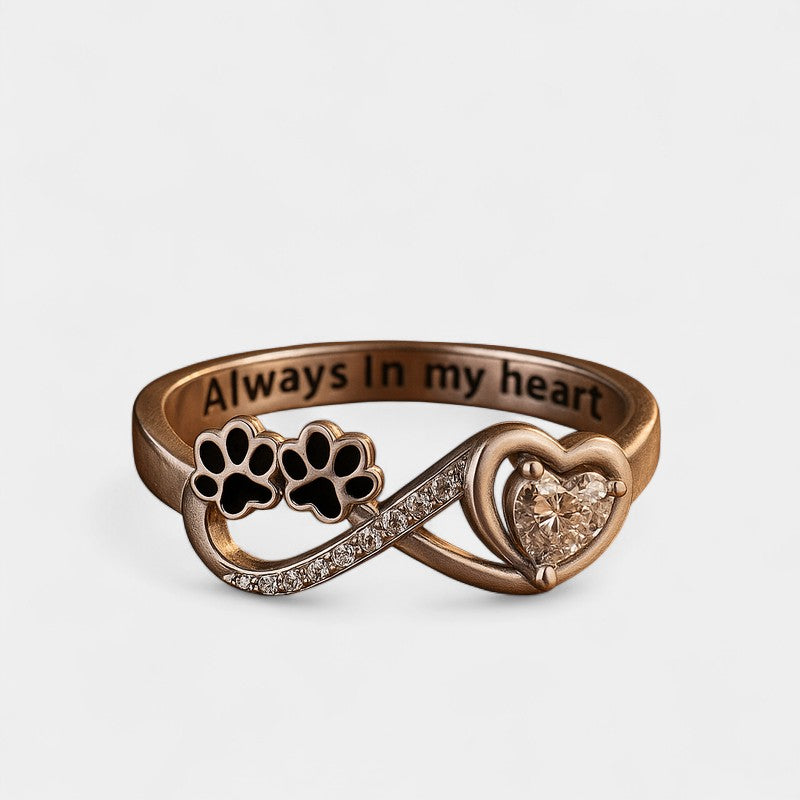 Virelle-Ring-Virelle | Damesring – sterling zilver, oneindigheid met hart, pootafdruk en zirkonia